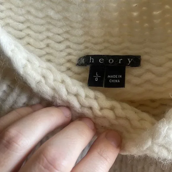 Theory Wool Alpaca Cream Sweater L